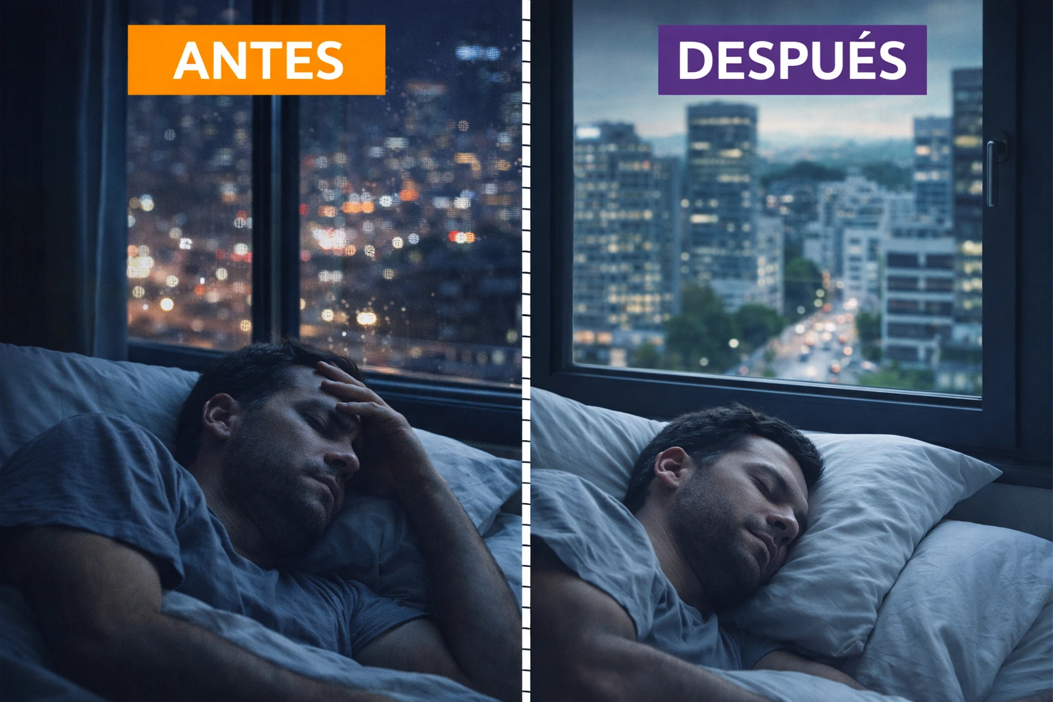 comparación antes y después del aislamiento acústico