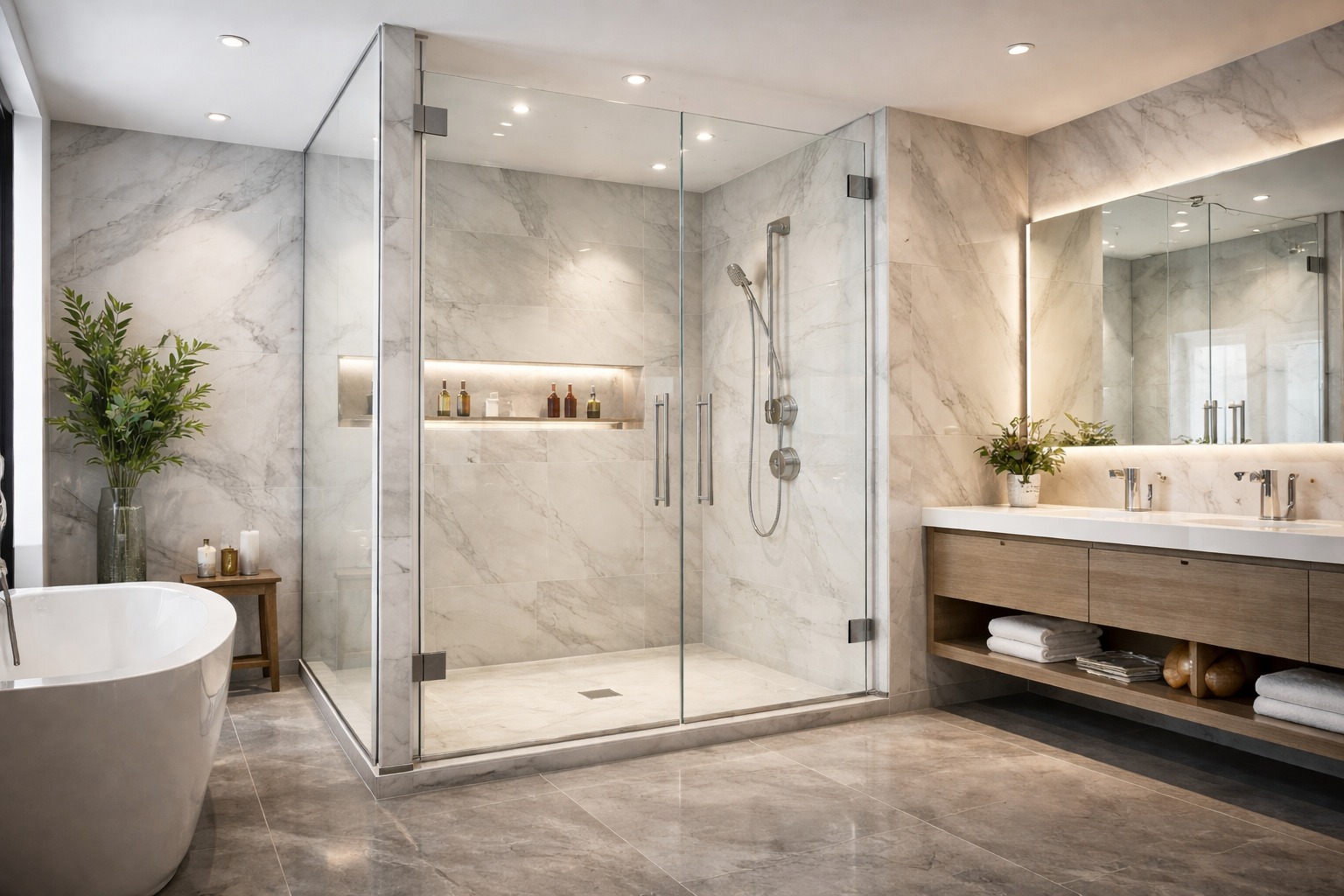 Divisiones de baño en vidrio templado en Bogotá instaladas por SIAGSAS<br />
